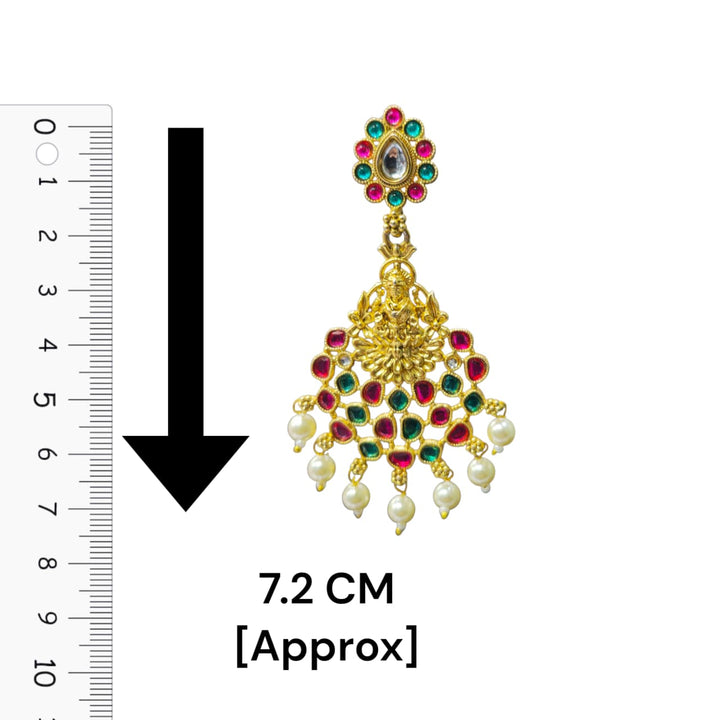 Temple Lakshmi Multicolor Pearl Chandbali Earrings
